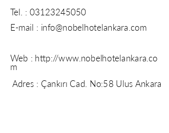Nobel Hotel Ankara iletiim bilgileri